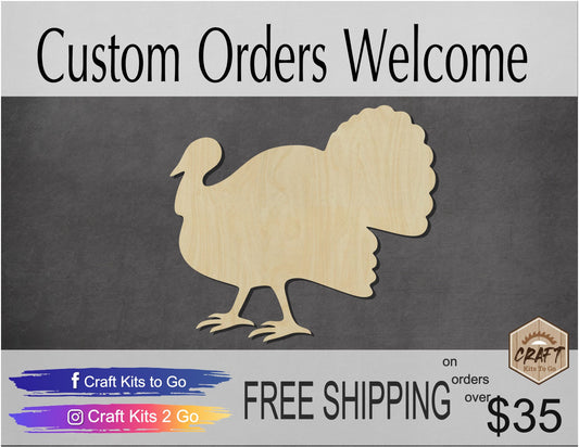 Turkey Wood Cutouts blank Thanksgiving Food fall craft Paint kit #2145 - Multiple Sizes Available - Unfinished wood Cutout Shapes