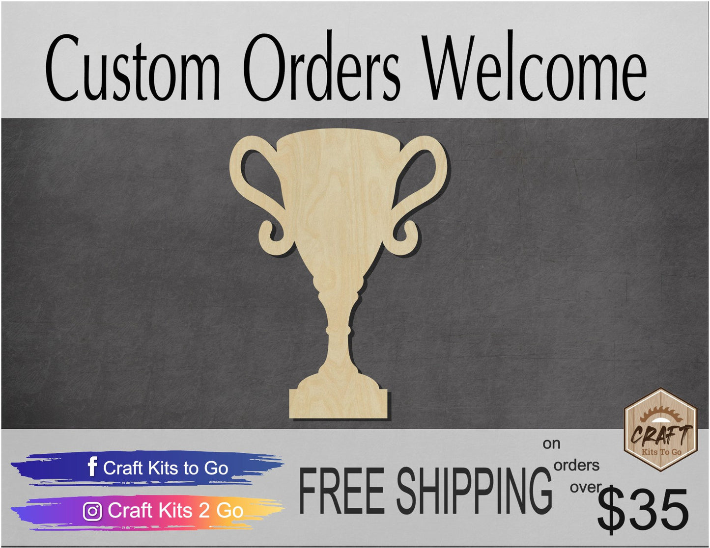Trophy Wood Cutout Winning won paint kit coloring DIY #2135 - Multiple Sizes Available - Unfinished wood Cutout Shapes
