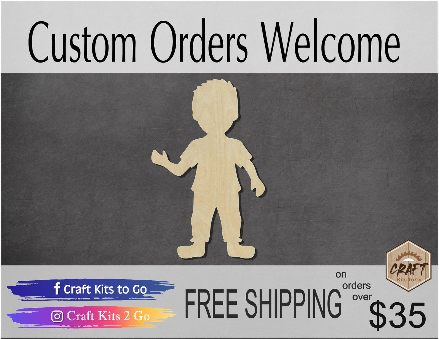 Boy Cutouts Wood Blanks Kids Children School Kids Paint yourself Paint kit #1302 - Multiple Sizes Available - Unfinished Cutout Shapes
