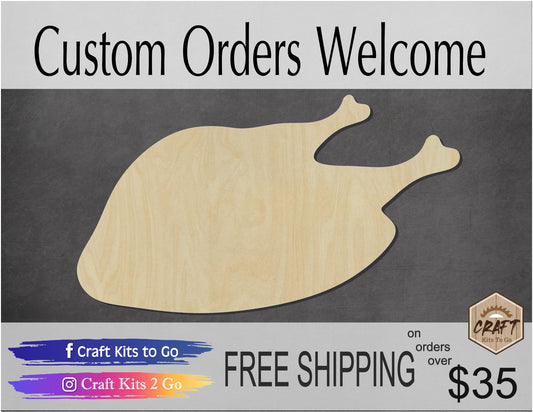 Cooked Turkey Thanksgiving Give Thanks Thanksgiving Craft Paint kit DIY #1323 - Multiple Sizes Available - Unfinished Cutout Shapes