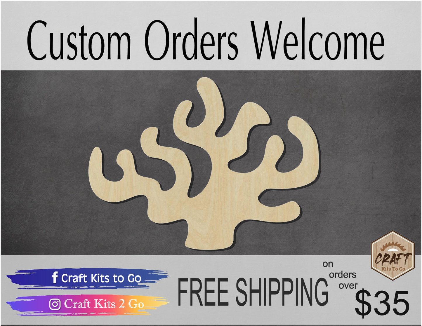 Coral Ocean Sea animals DIY Paint kit Paint yourself Ocean floor #1324 - Multiple Sizes Available - Unfinished Cutout Shapes