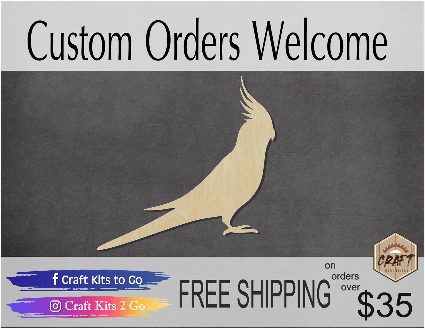 Cockatiel Bird cutouts wood blanks DIY paint kit Birds animal cutouts #1345 - Multiple Sizes Available - Unfinished Cutout Shapes