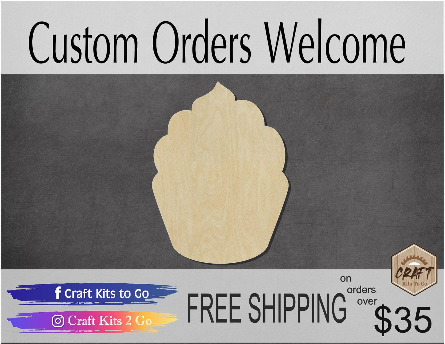 Cupcake blank wood cutouts Food Party Celebration Birthday DIY Paint it yourself #1353 - Multiple Sizes Available - Unfinished Cutout Shapes