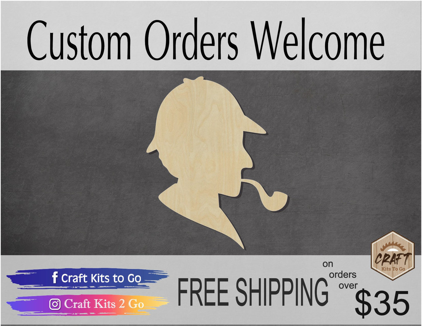 Detective Spy wood blank cutouts Cop Homicide DIY paint kit #1370 - Multiple Sizes Available - Unfinished Cutout Shapes