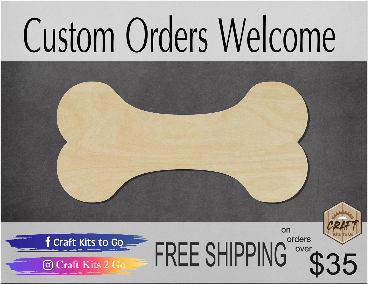 Dog Bone cutout Dog House DIY paint kit color yourself Mans best friend #1383 - Multiple Sizes Available - Unfinished Cutout Shapes