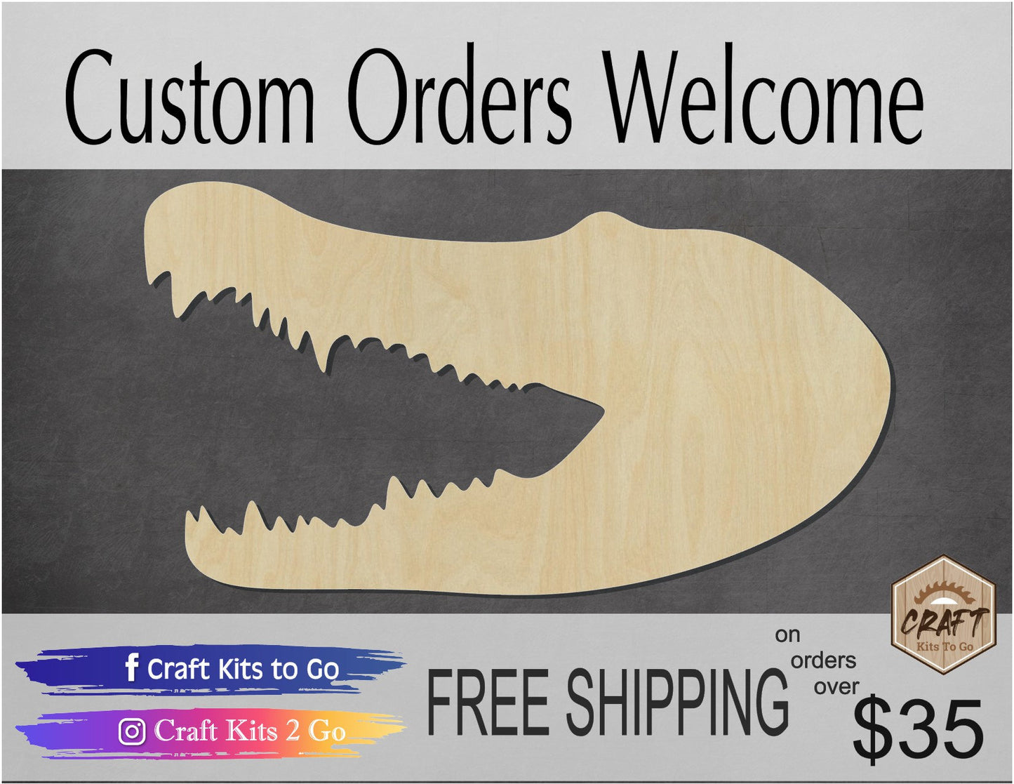 Crocodile Head cutout wood blank cutouts DIY paint animal cutouts zoo animals #1394 - Multiple Sizes Available - Unfinished Cutout Shapes