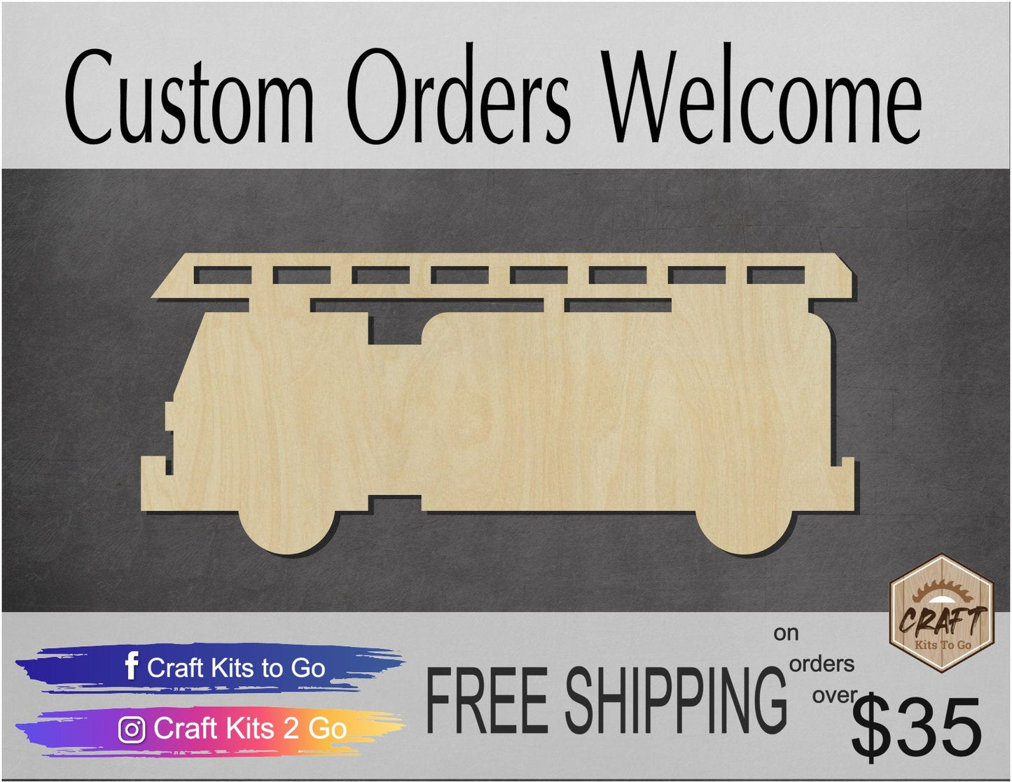 Fire Truck wood cutouts fire fighter DIY paint kit Paint yourself #1469 - Multiple Sizes Available - Unfinished wood Cutout Shapes