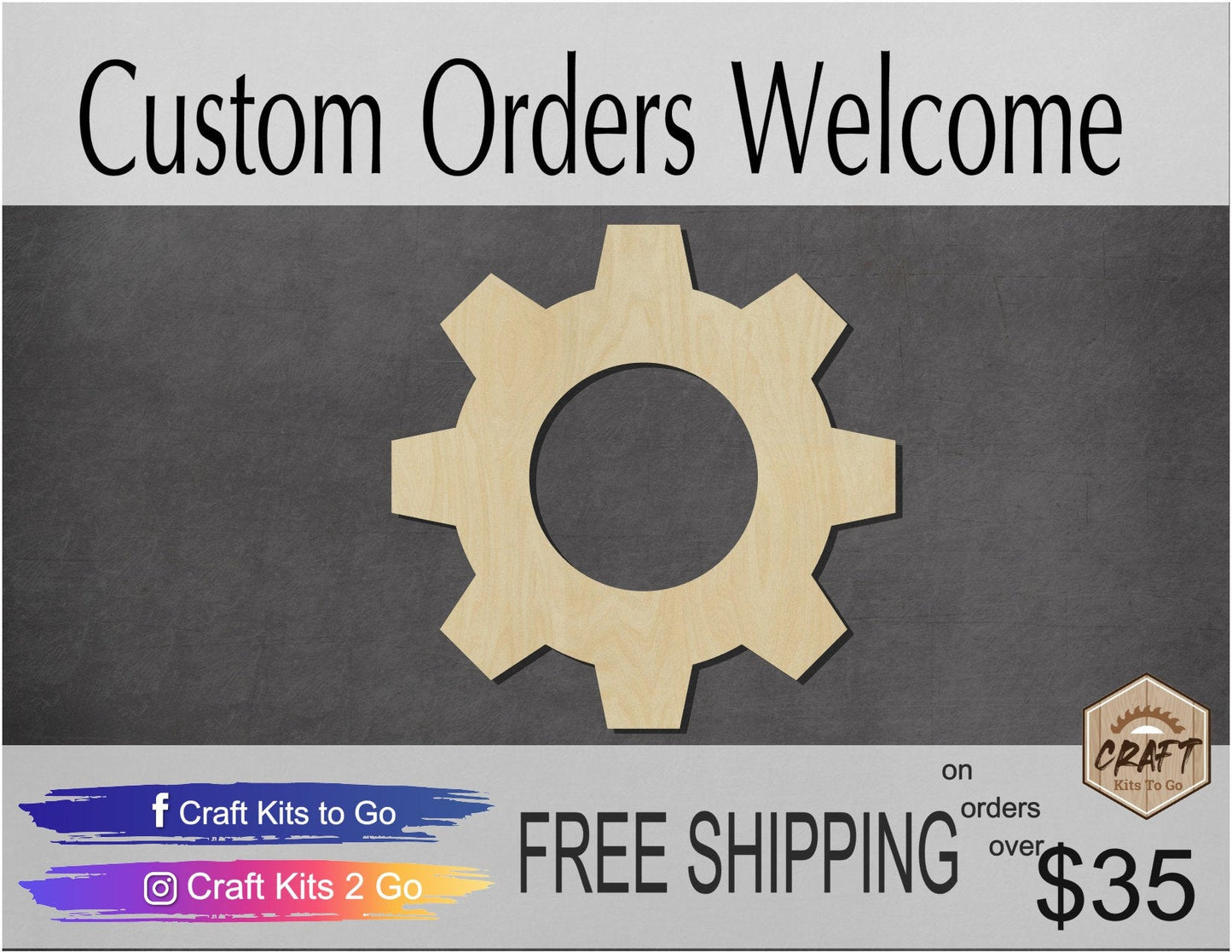 Gear wood cutouts Tools Garage work DIY paint kit #1521 - Multiple Sizes Available - Unfinished Wood Cutout Shapes