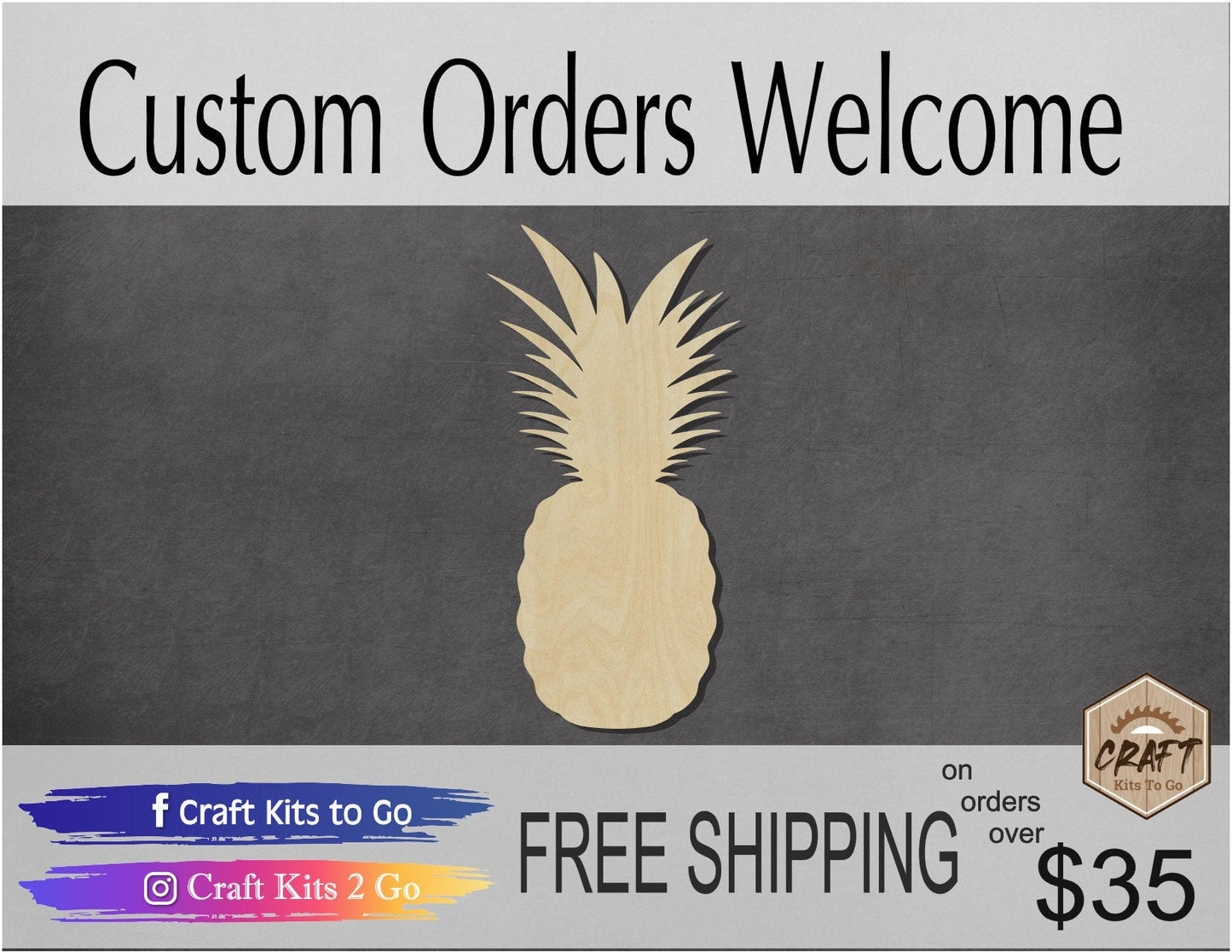 Pineapple wood cutout Hawaii Food cutout kitchen decor DIY Paint kit #1850 - Multiple Sizes Available - Unfinished Wood Cutouts Shapes
