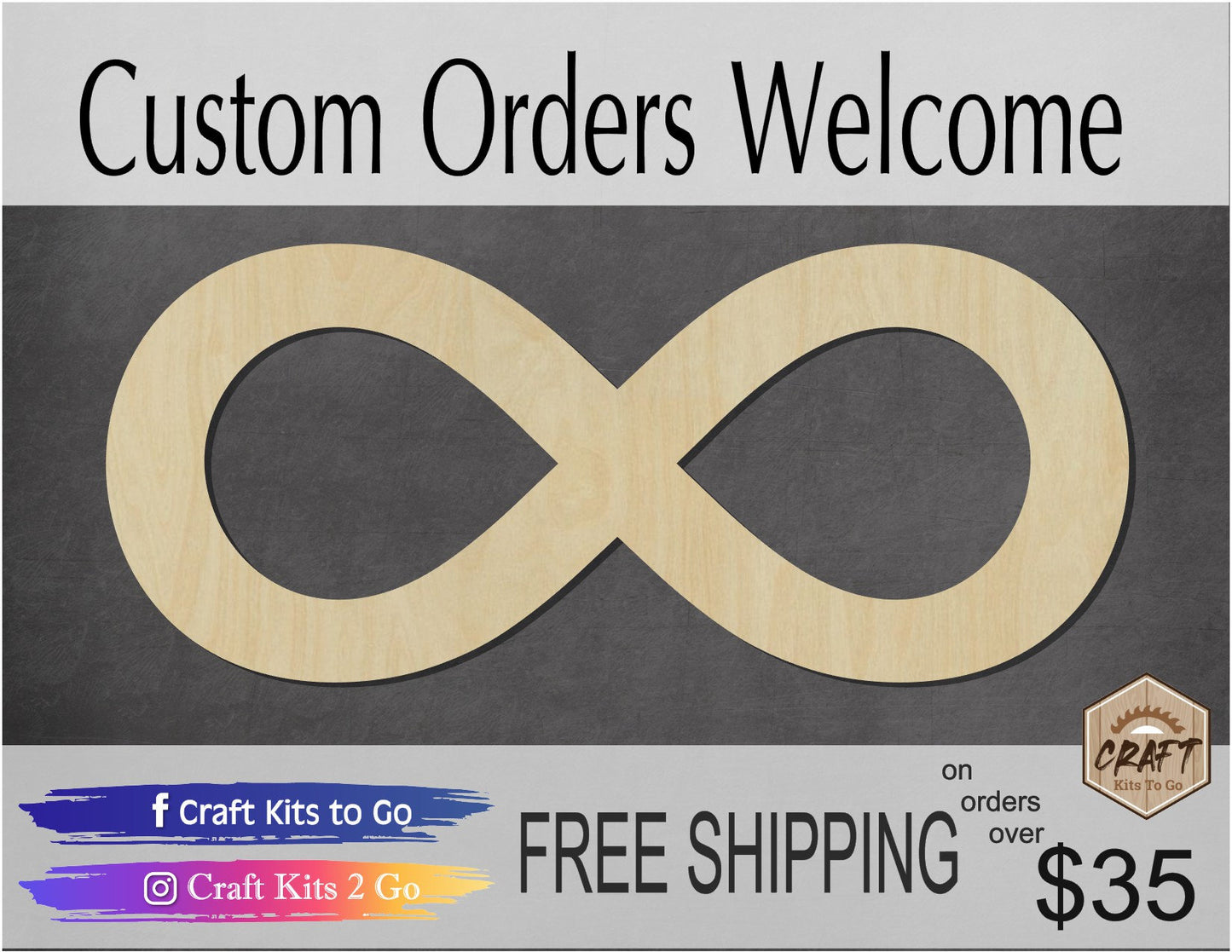 Infinity Symbol wood cutout wood shape Love forever DIY paint kit Wedding #1631 - Multiple Sizes Available - Unfinished Wood Cutouts Shapes