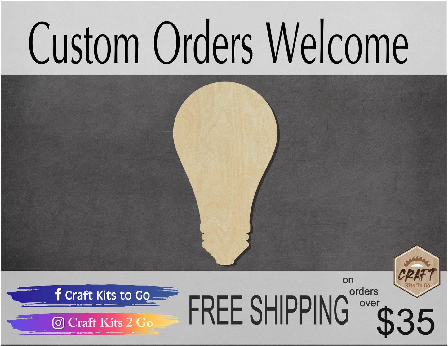 Light Bulb Wood cutouts Wood shapes Bright Idea DIY Paint kit #1690 - Multiple Sizes Available - Unfinished Wood Cutout Shapes