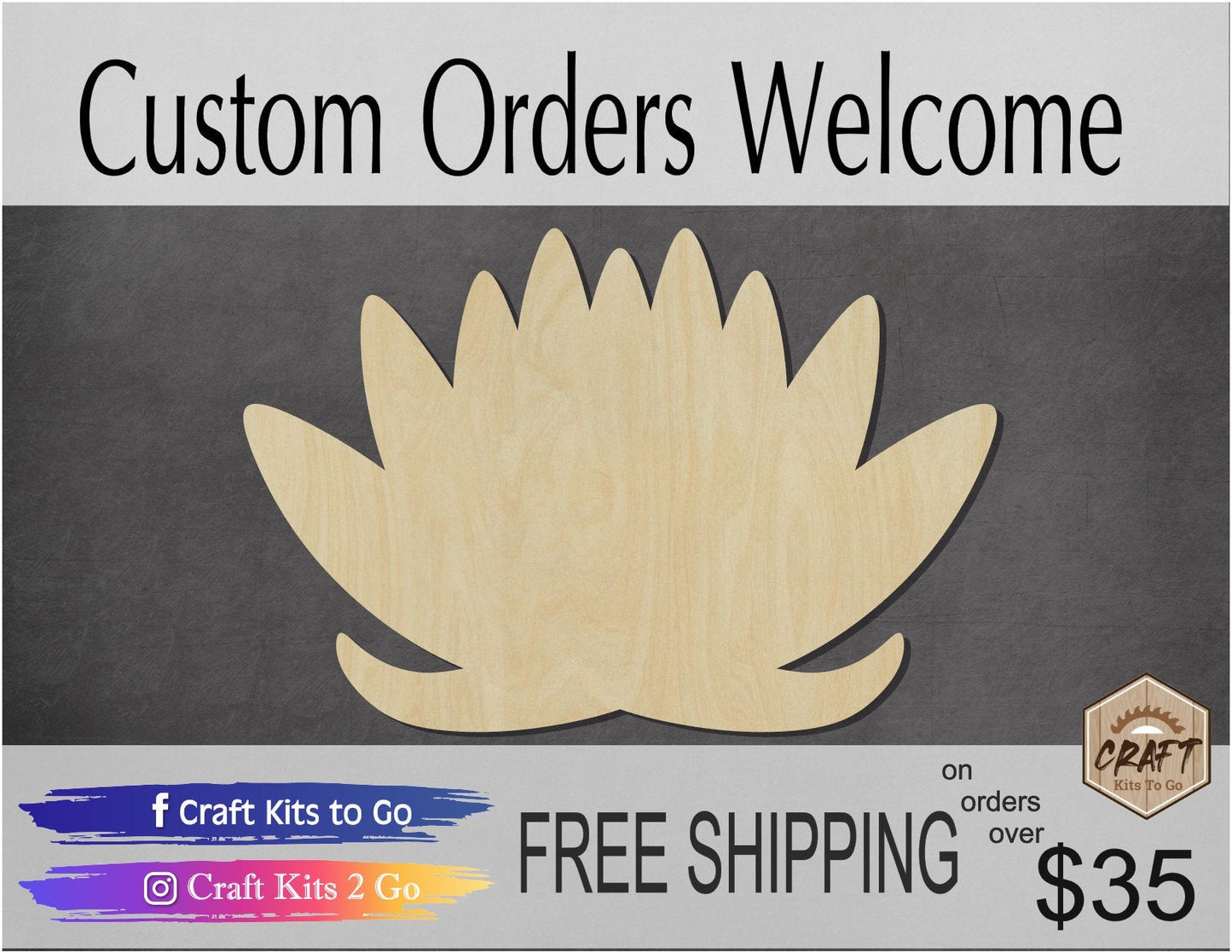 Lotus Flower wood cutout wood Shapes flowers Garden DIY Paint kit #1705 - Multiple Sizes Available - Unfinished Wood Cutout Shapes