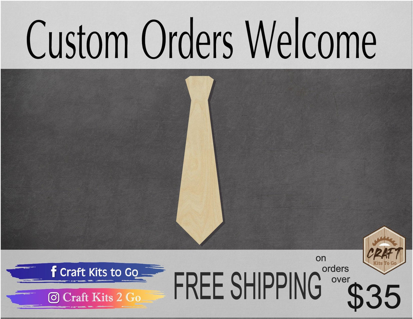 Tie wood shape wood cutouts Neck Tie Sunday Suit Father's Day DIY Paint kit #1776 - Multiple Sizes Available - Unfinished Wood Cutout Shapes