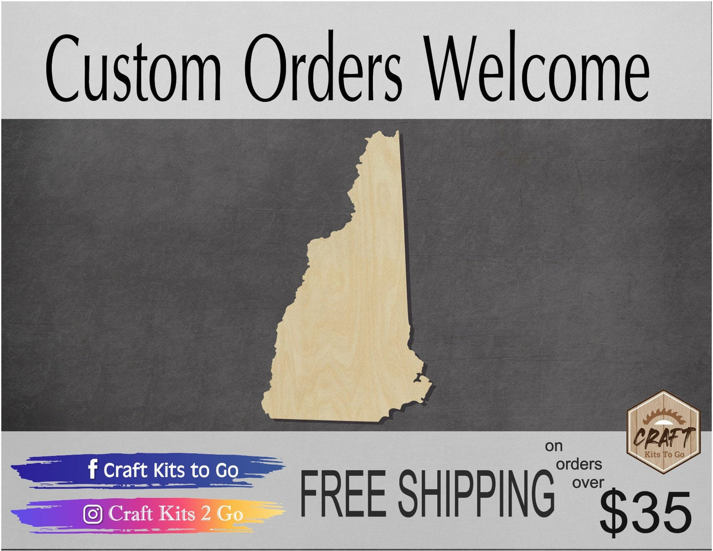 New Hampshire State wood shape wood cutouts State cutouts State Shapes DIY #1778 - Multiple Sizes Available - Unfinished Wood Cutout Shapes