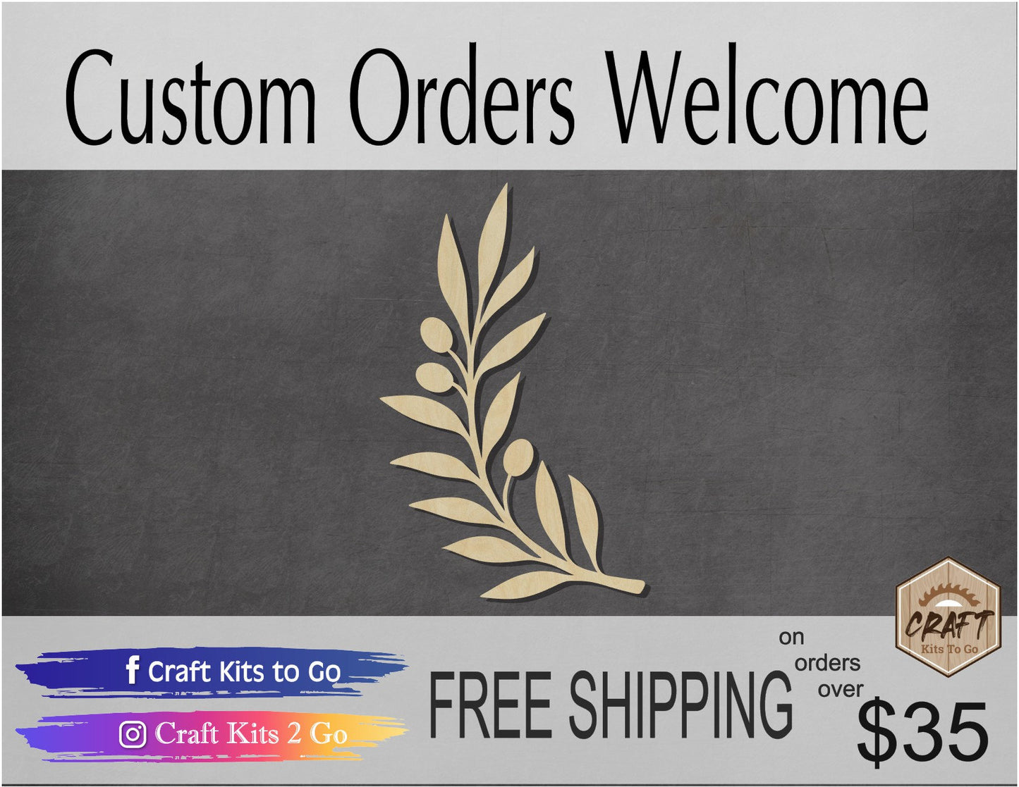 Olive Branch wood cutouts wood shape Plants flowers Garden DIY Paint kit #1798 - Multiple Sizes Available - Unfinished Wood Cutout Shapes