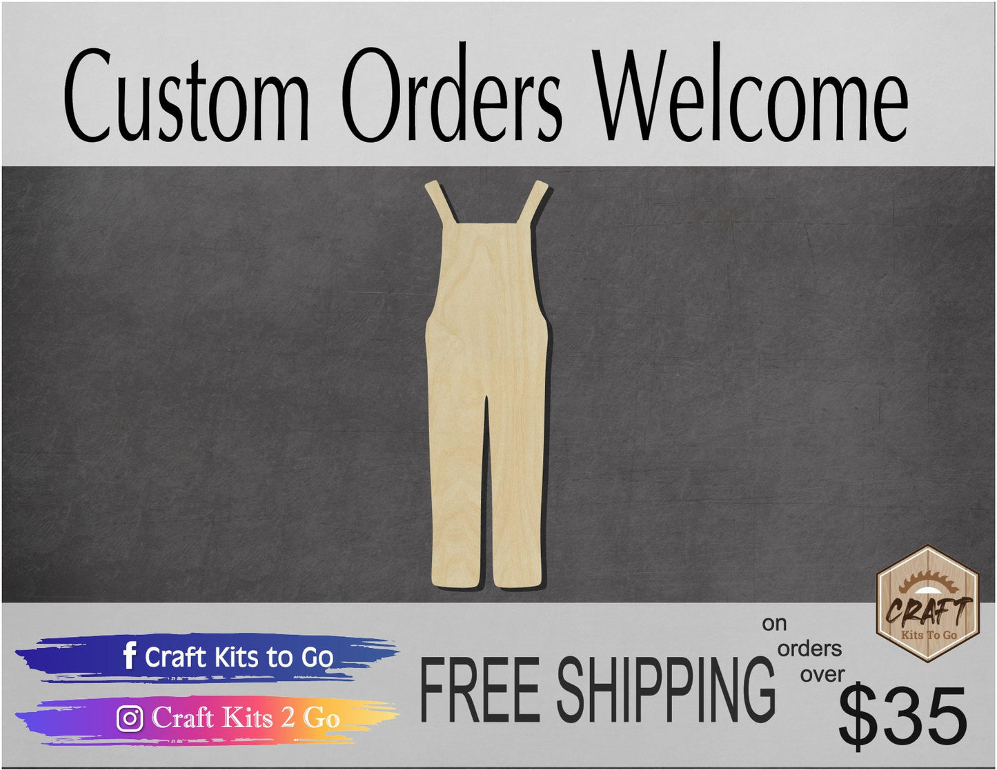 Overalls wood shape wood cutouts Farmer DIY Paint kit #1808 - Multiple Sizes Available - Unfinished Wood Cutout Shapes