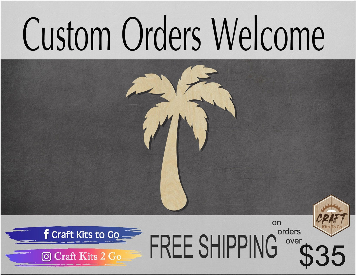 Palm Tree wood shape wood cutouts plants trees DIY paint kit #1817 - Multiple Sizes Available - Unfinished Wood Cutout Shapes