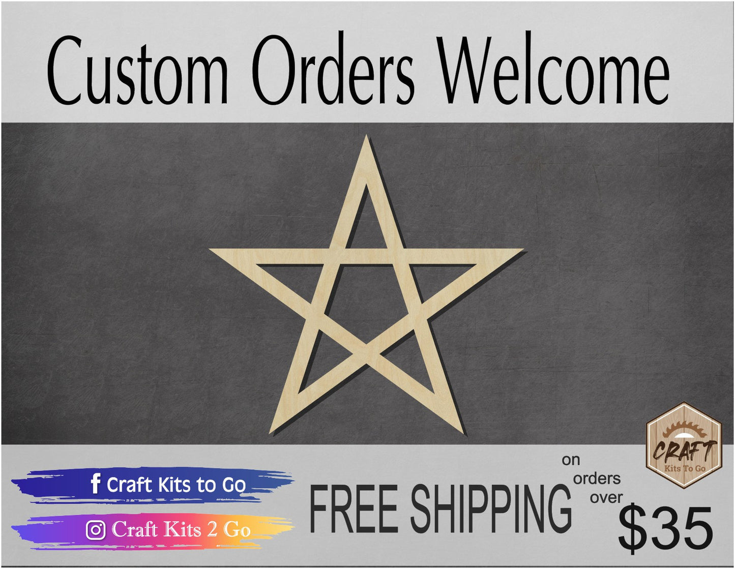 Pentgram wood shape wood cutouts shape cutouts DIY Paint kit #1839 - Multiple Sizes Available - Unfinished Wood Cutout Shapes