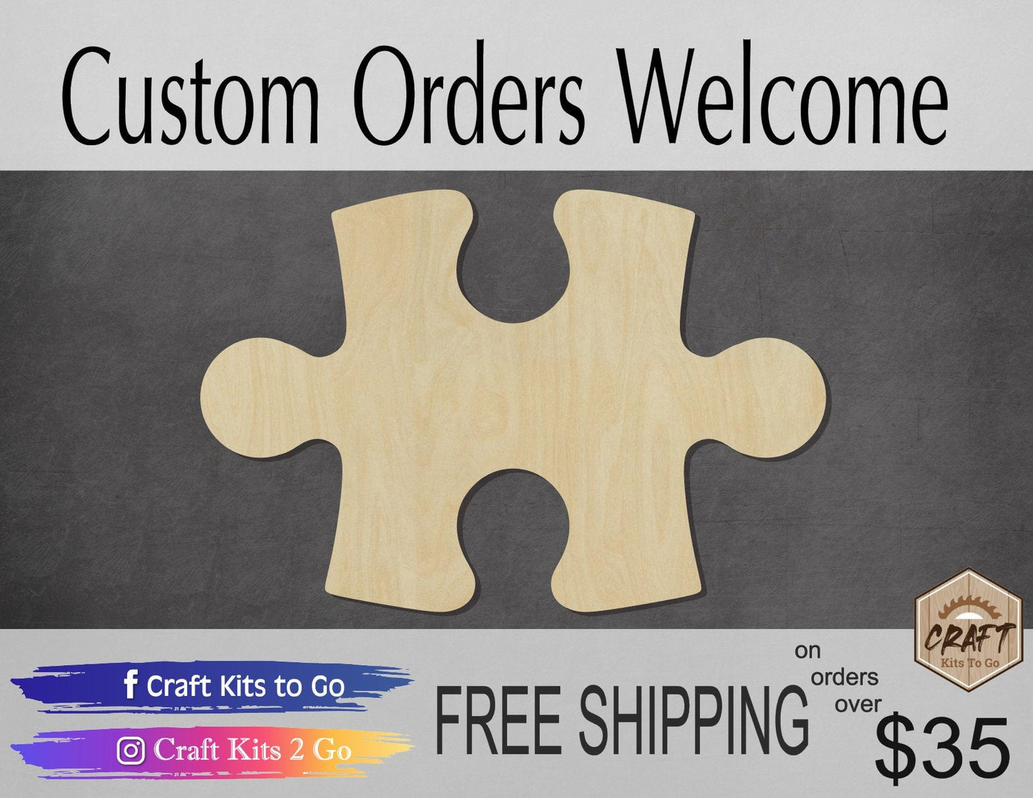 Puzzle Piece wood shape wood cutouts Puzzles DIY paint kit #1899 - Multiple Sizes Available - Unfinished Wood Cutout Shapes