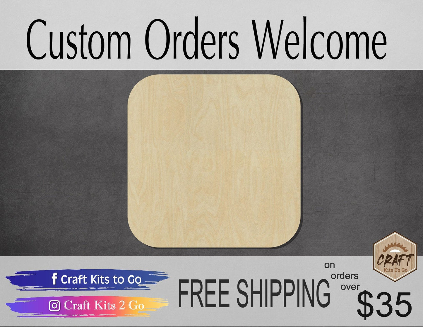 Rounded Square wood shape wood cutouts DIY Paint kit #1935 - Multiple Sizes Available - Unfinished Wood Cutout Shapes