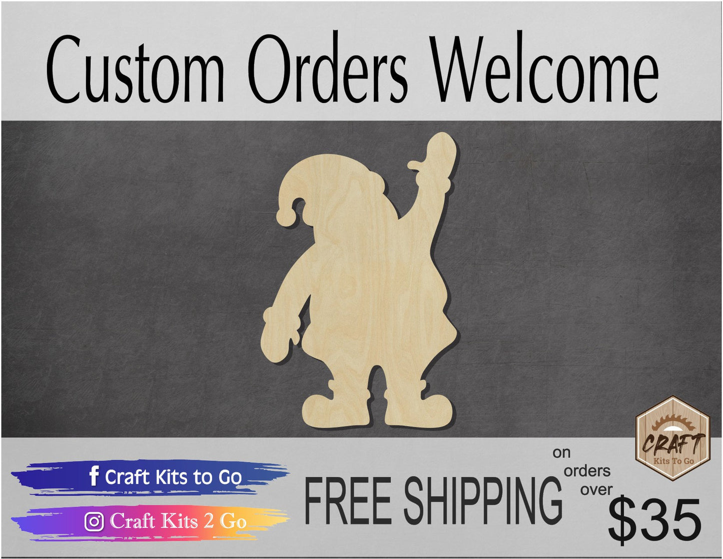 Santa Claus wood shape wood cutouts Christmas Craft DIY Paint kit #1957 - Multiple Sizes Available - Unfinished Wood Cutout Shapes