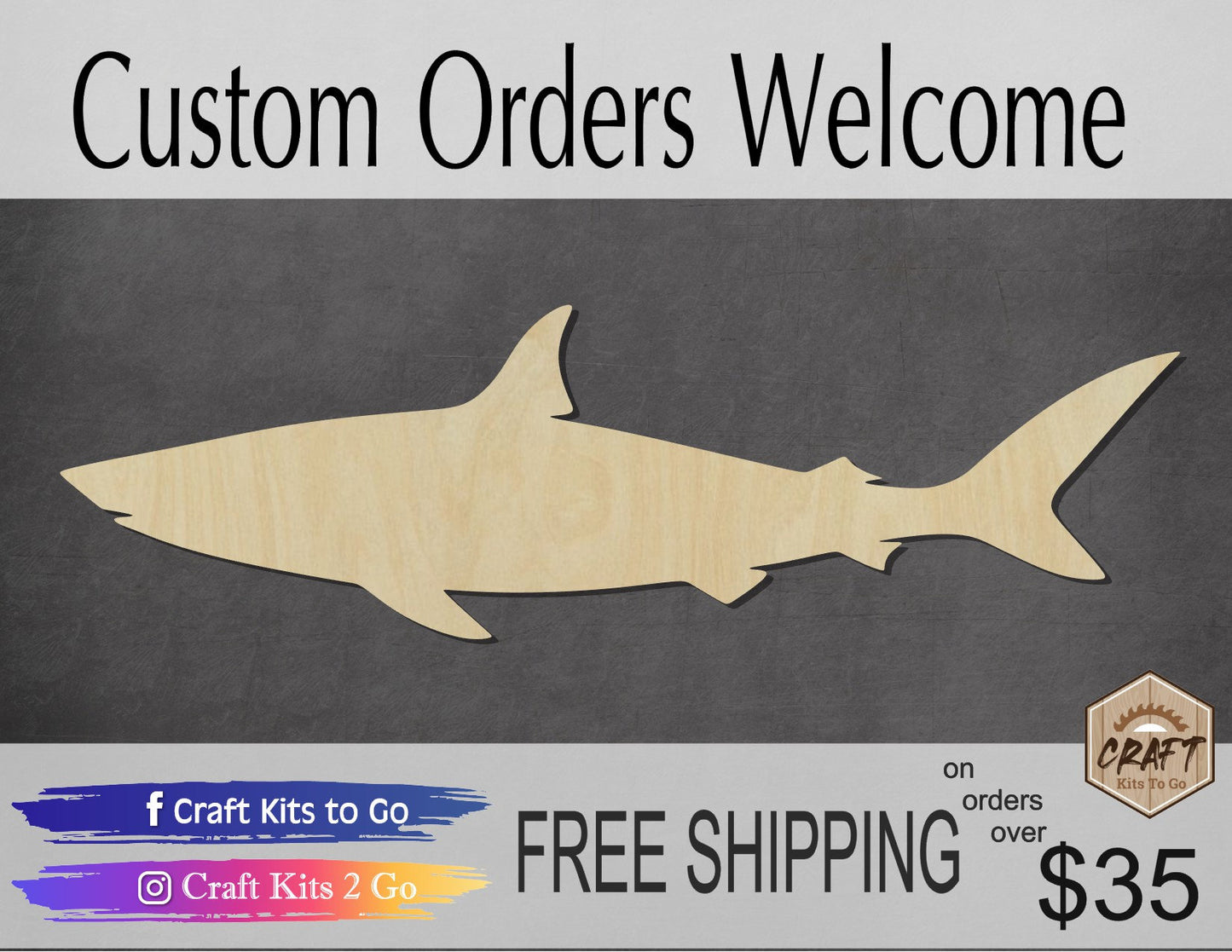 Shark wood shape wood cutouts animal cutouts ocean animals sea life #1984 - Multiple Sizes Available - Unfinished Wood Cutout Shapes