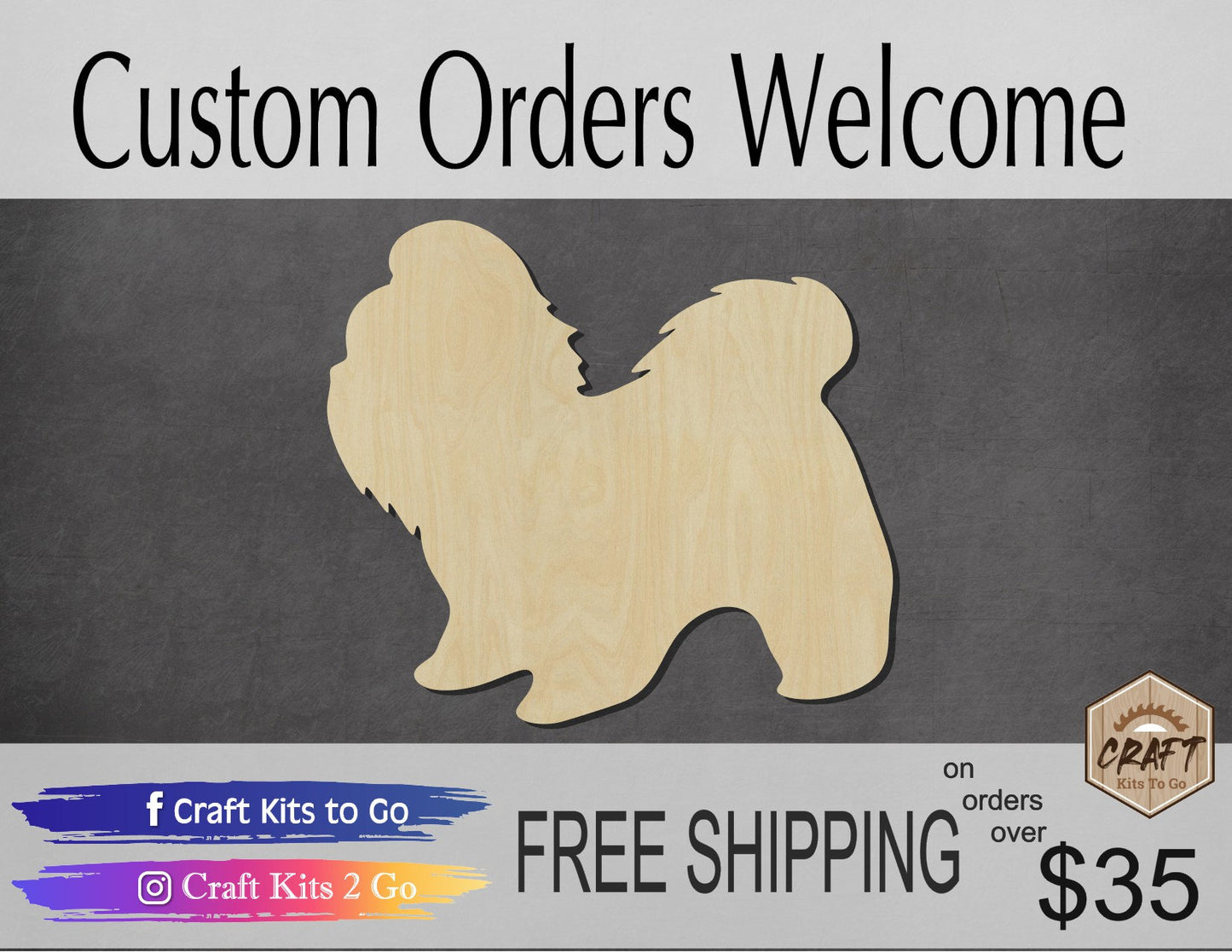 Shih Ttzu wood shape wood cutouts dog cutouts animal shapes DIY Paint kit #1991 - Multiple Sizes Available - Unfinished Wood Cutout Shapes