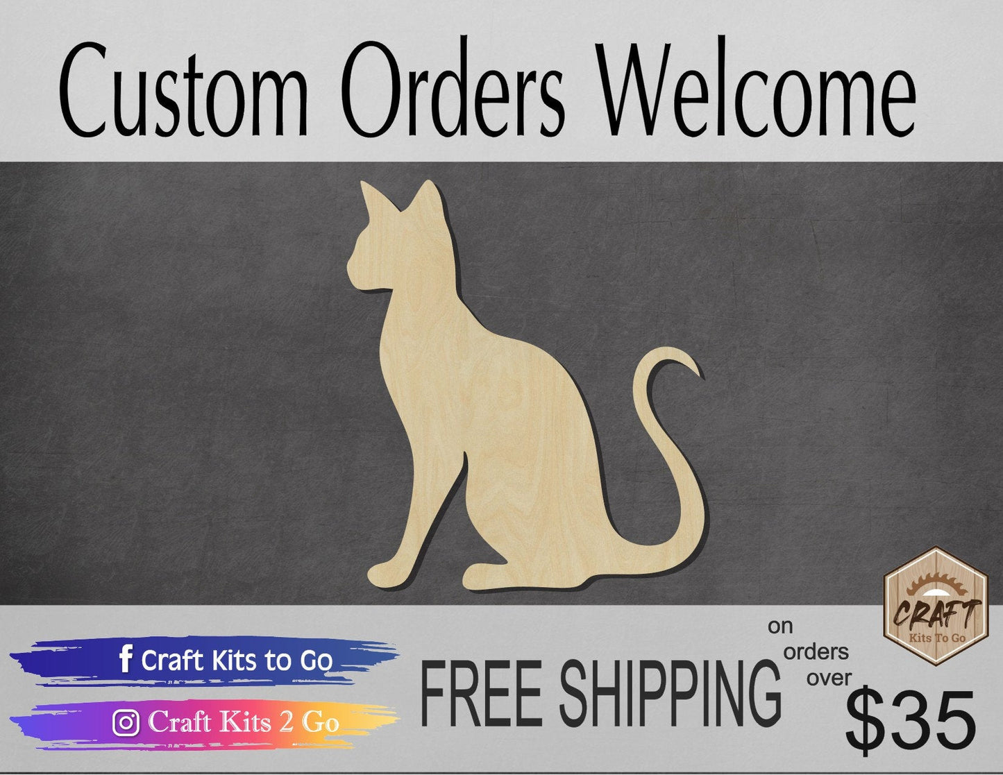 Siamese Cat wood shape wood cutouts animal cutouts DIY paint kit #1999 - Multiple Sizes Available - Unfinished Wood Cutout Shapes