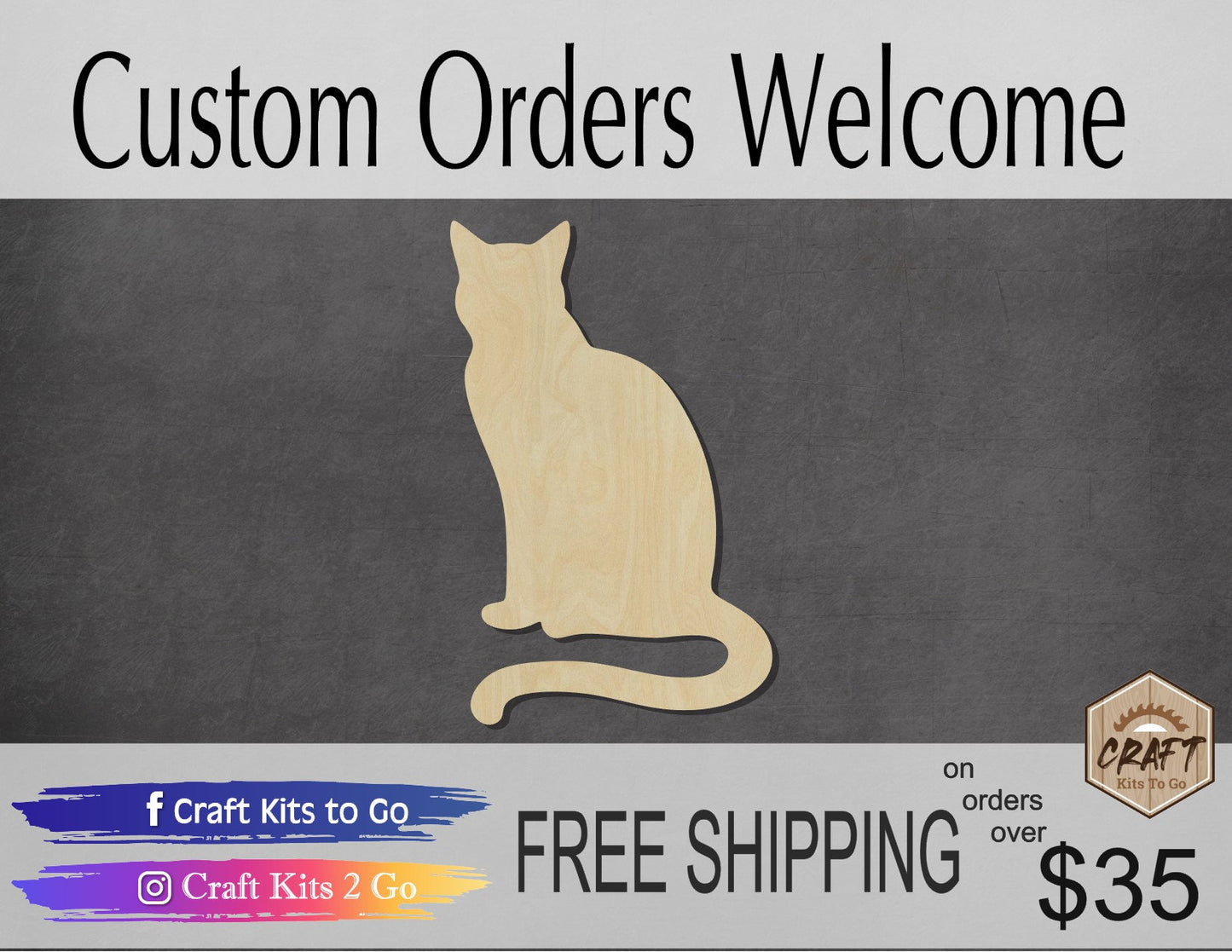 Sitting Cat wood shape wood cutouts animal cutouts Pets DIY Paint kit #2004 - Multiple Sizes Available - Unfinished Wood Cutout Shapes