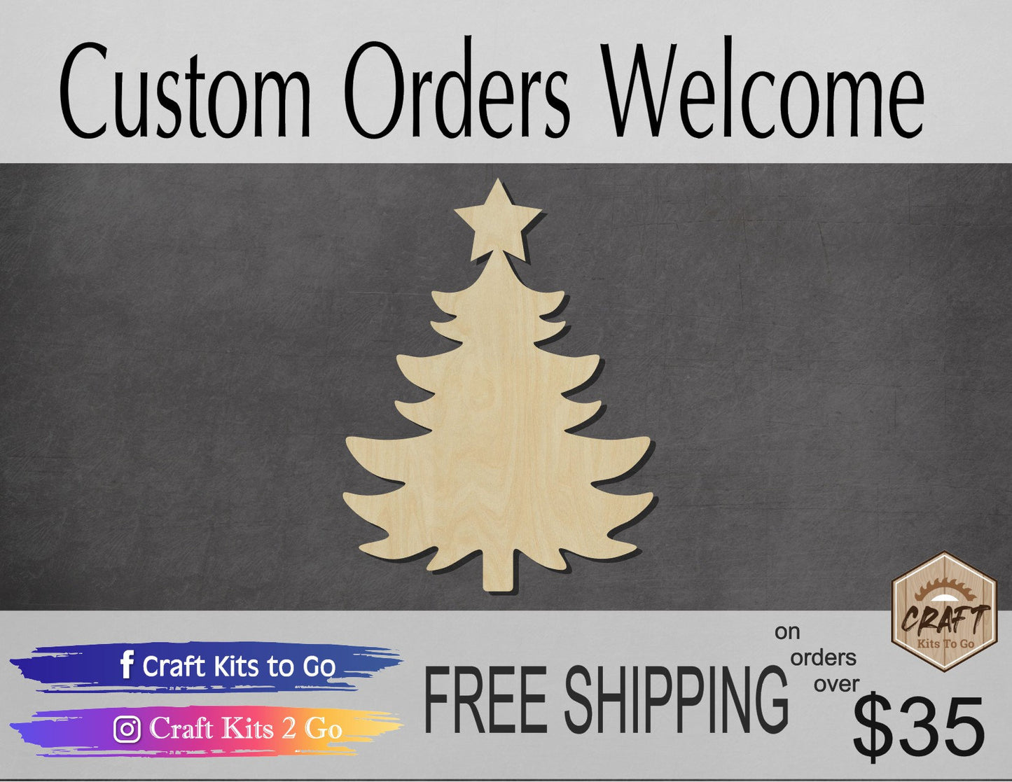 Christmas Tree with Star wood shape wood cutouts Christmas Craft DIY Paint #2019 - Multiple Sizes Available - Unfinished Wood Cutout Shapes