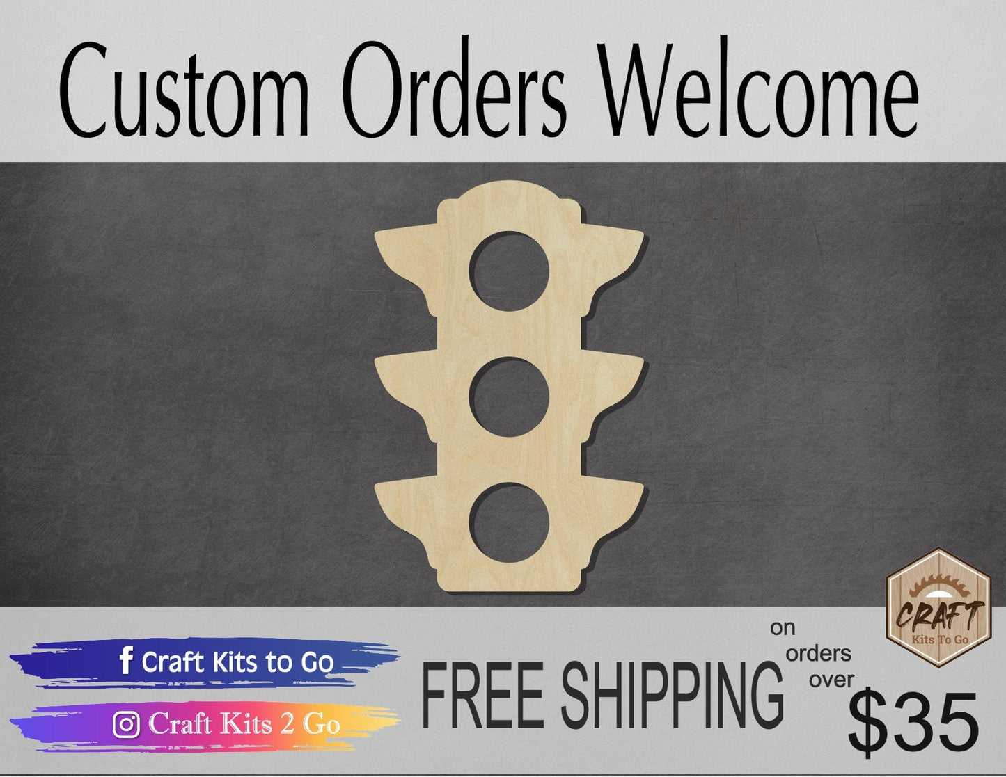 Traffic Light wood shape wood cutouts DIY Paint kit #2114 - Multiple Sizes Available - Unfinished Wood Cutout Shapes