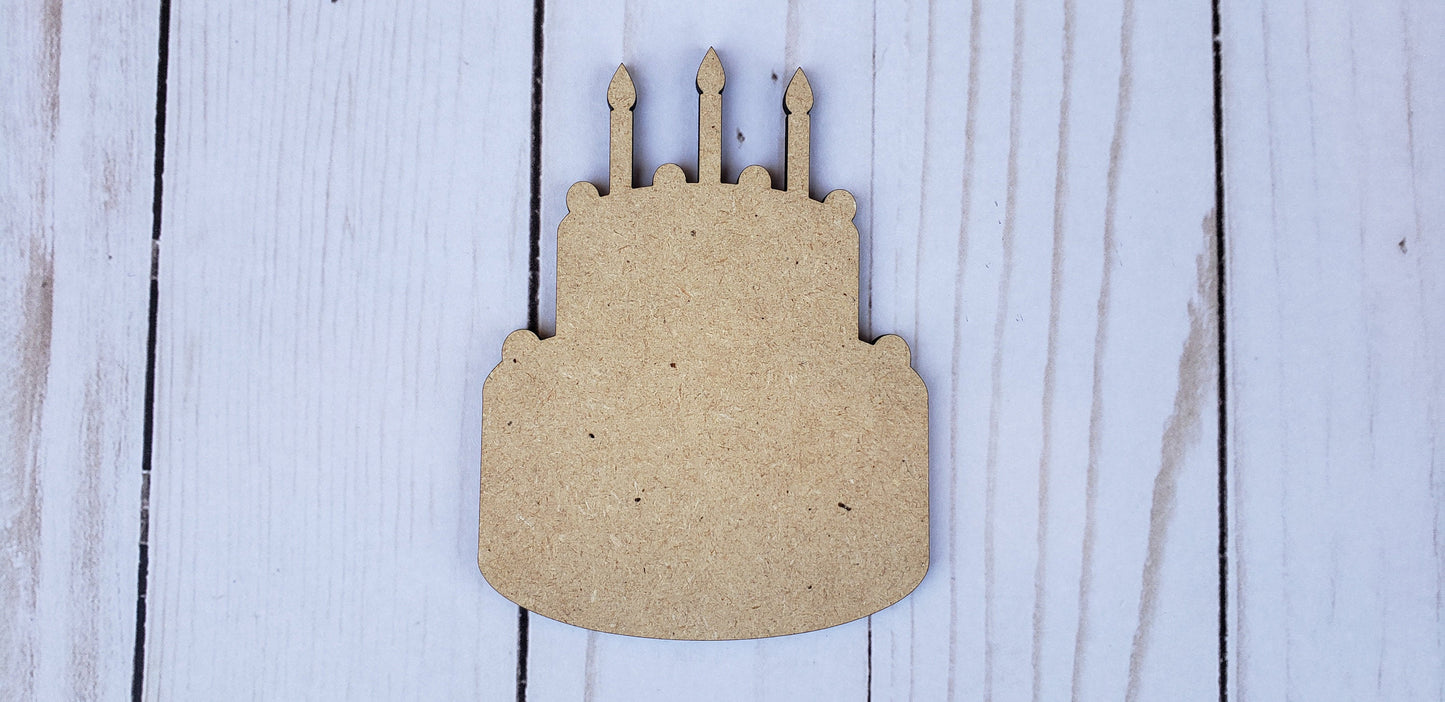 Birthday Cake Cutout wood blanks Celebration Happy Birthday #1193 - Multiple Sizes Available - Unfinished Cutout Shapes