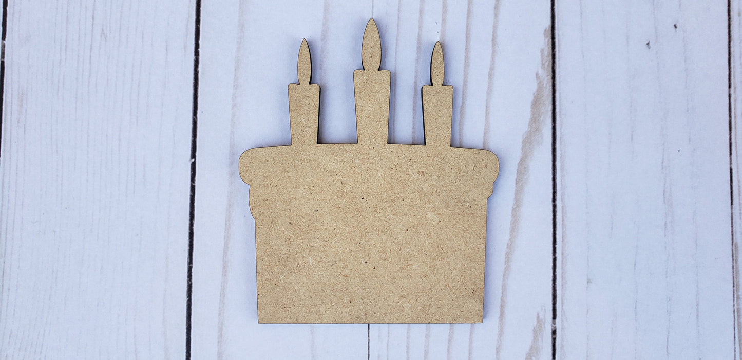 Birthday Cake Cutout #1043 - Multiple Sizes Available - Unfinished Wood Cutout Shapes