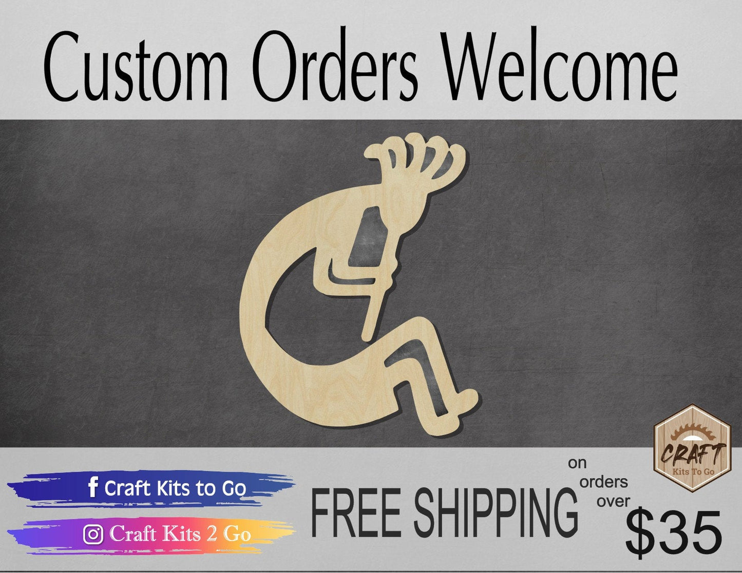 Kokopelli Person Sitting wood shape wood cutouts #2303 - Multiple Sizes Available - Unfinished Wood Cutout Shapes