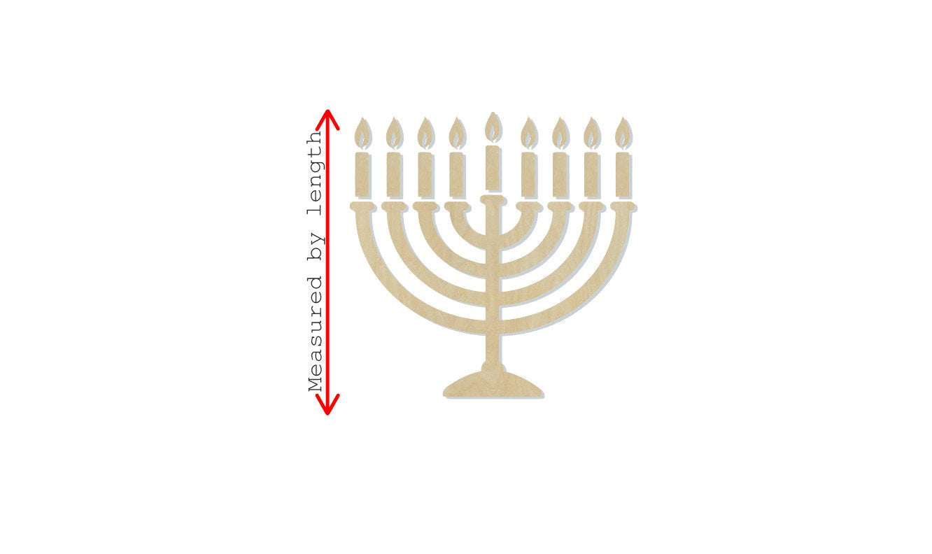 Hanukkah Menorah wood cutout wood blank Jewish DIY Paint kit #2310 - Multiple Sizes Available - Unfinished Wood Cutout Shapes