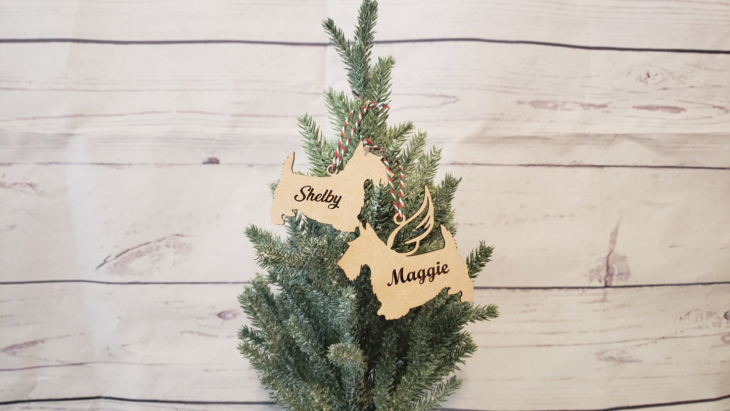 Scottie Angel Ornament Wood cutouts DIY Scottish Terrier paint kit #2437 - Multiple Sizes Available - Unfinished Wood Cutout Shapes