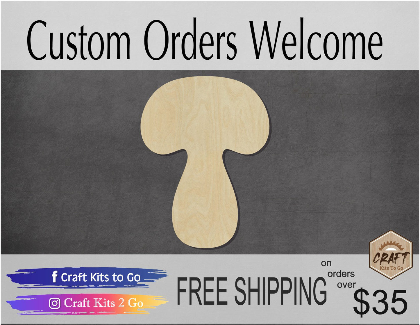 Mushroom Food Cutout Kitchen Decor DIY Paint kit #1770 - Multiple Sizes Available - Unfinished Wood Cutout Shapes