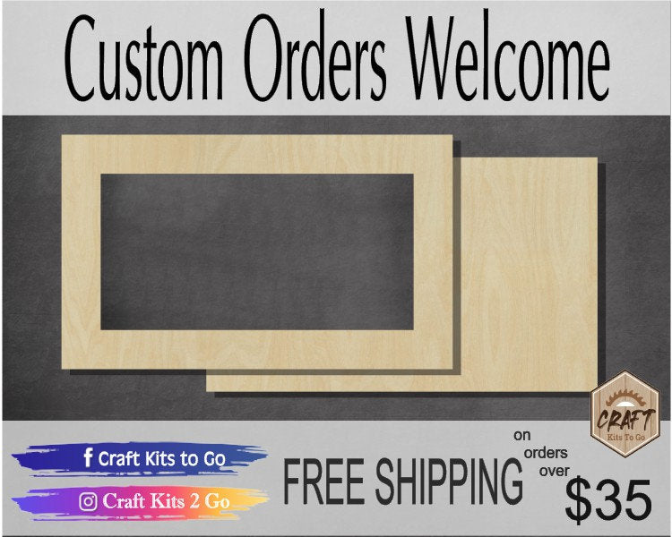 Rectangle Frames #2510 - Multiple Sizes Available - Unfinished Wood Cutout Frames