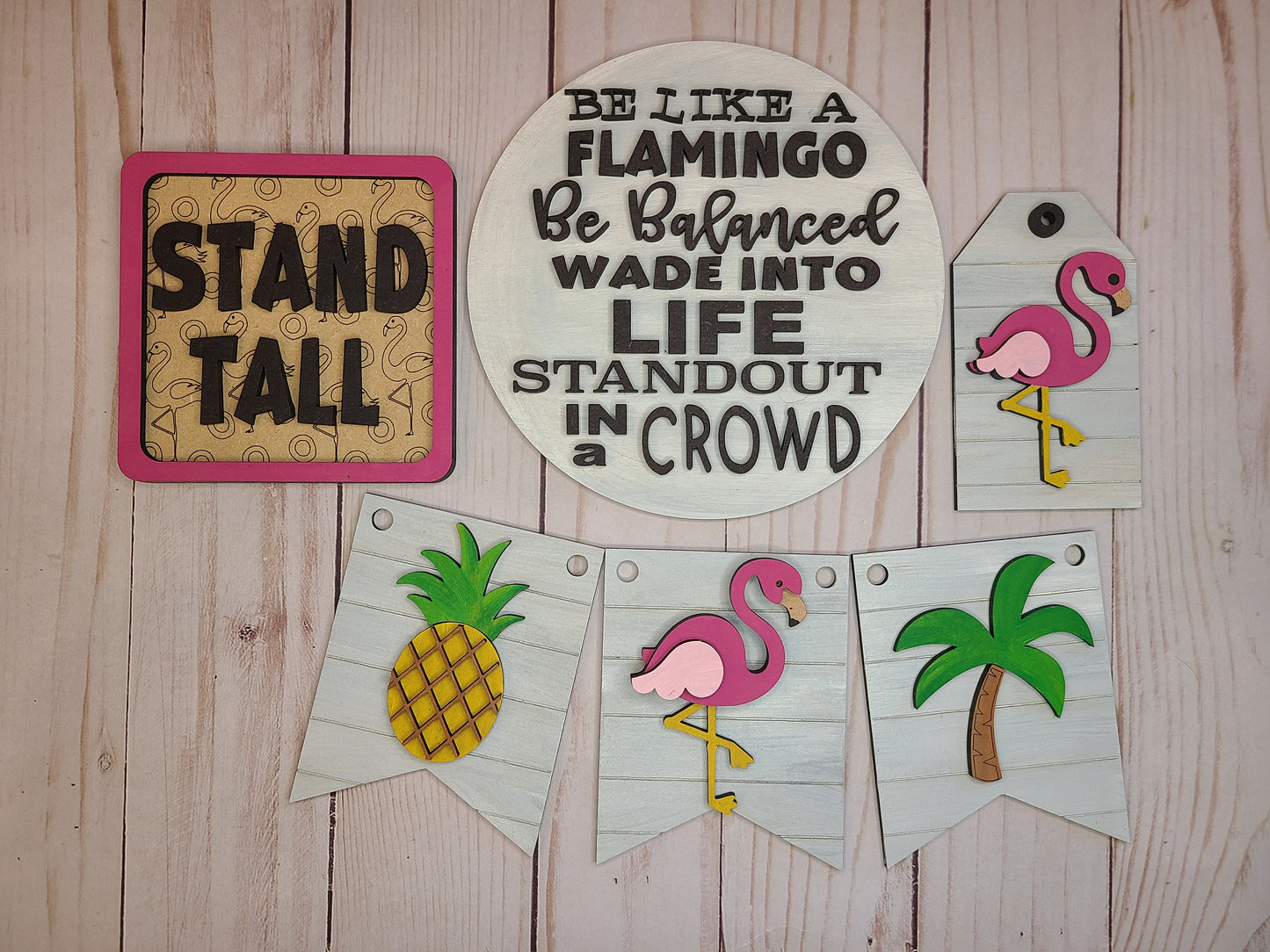 Flamingo Quote DIY Craft Kit #2546 Multiple Sizes Available - Unfinished Wood Cutout Shapes