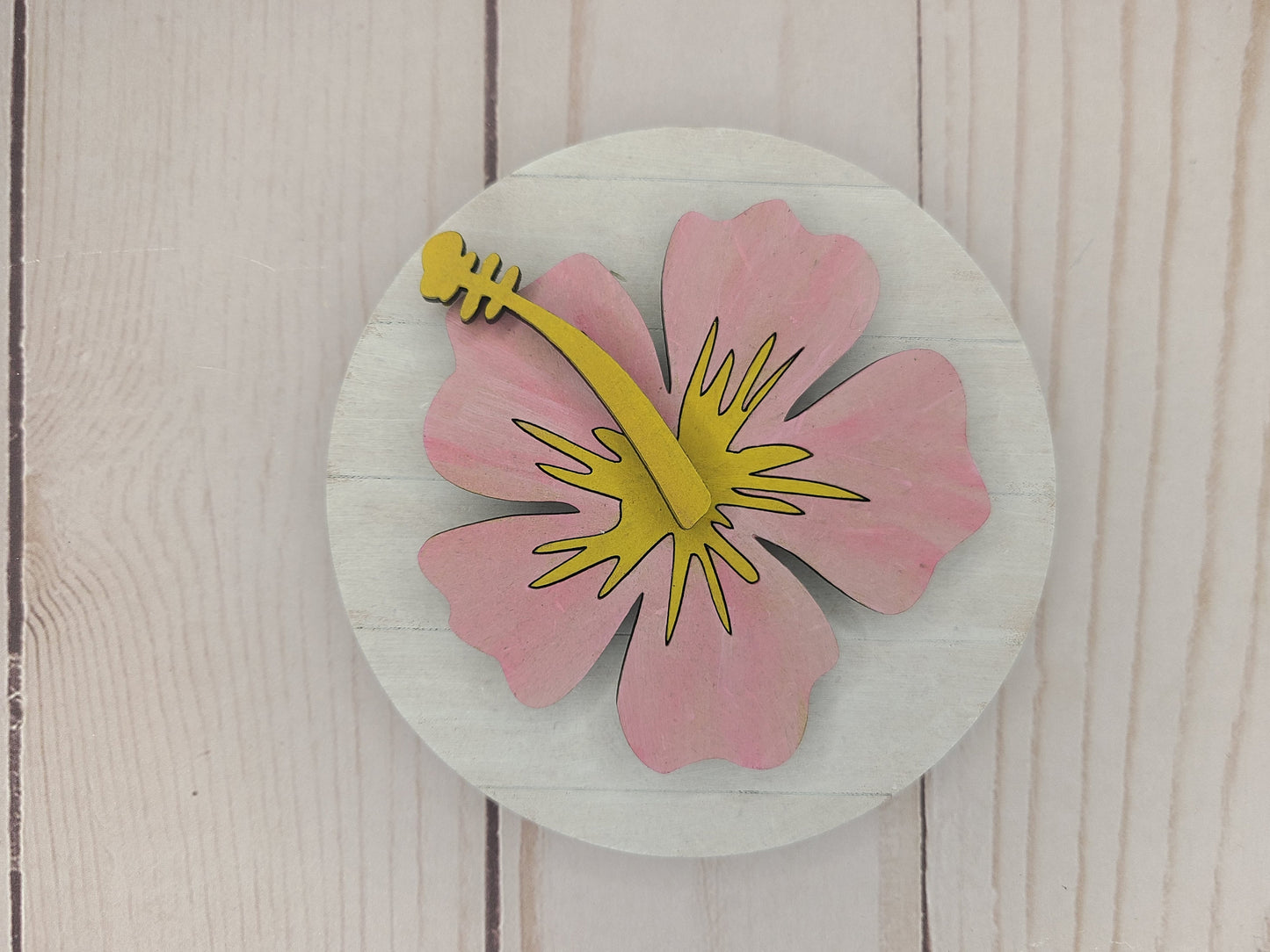Hibiscus Circle Paint Party Kit Tropical Hawaii #2591 - Multiple Sizes Available - Unfinished Wood Cutout Shapes