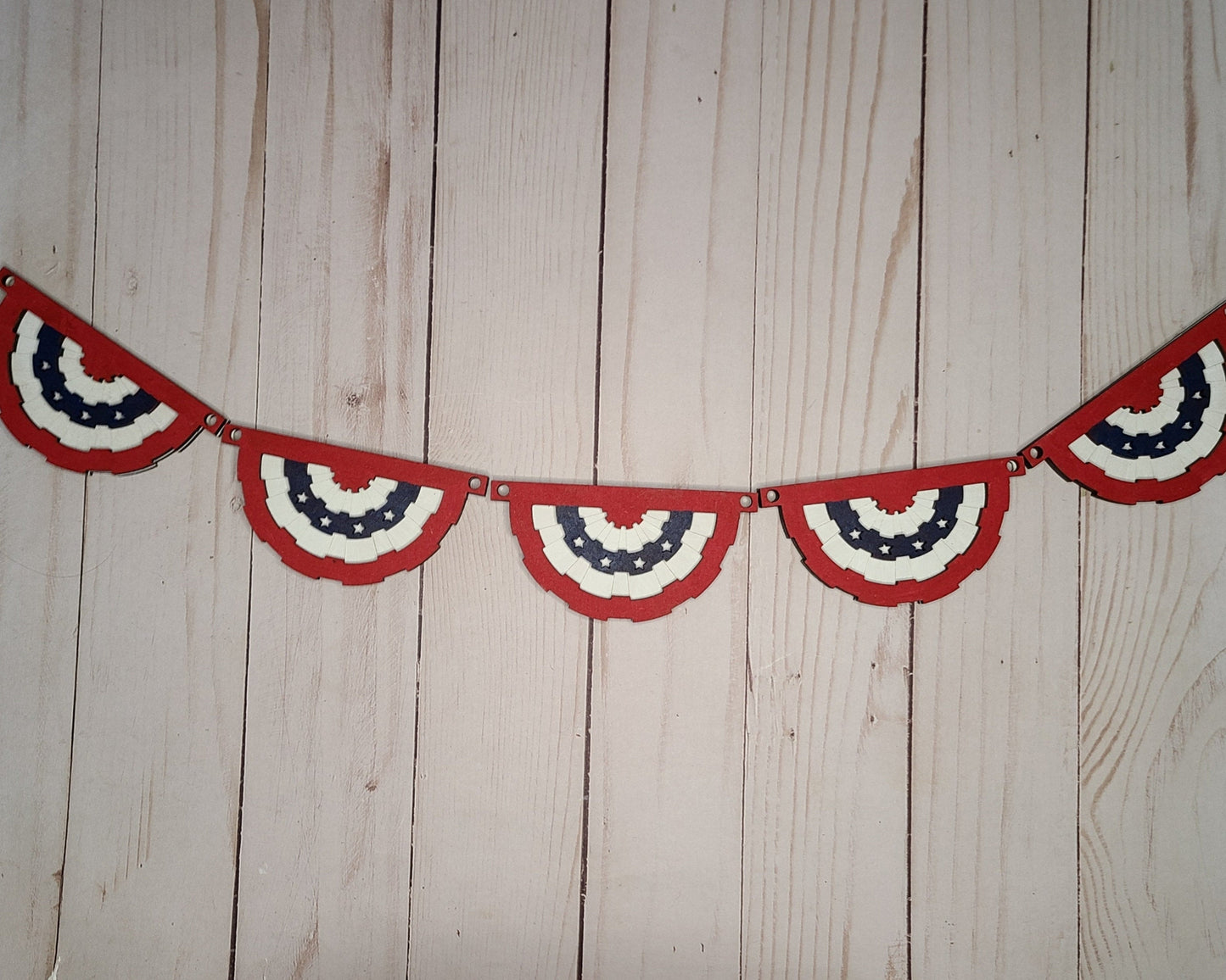 4th of July Patriotic Bunting Banner Craft Kit for Adults #2791 - Multiple Sizes Available - Unfinished Wood Cutout Shapes