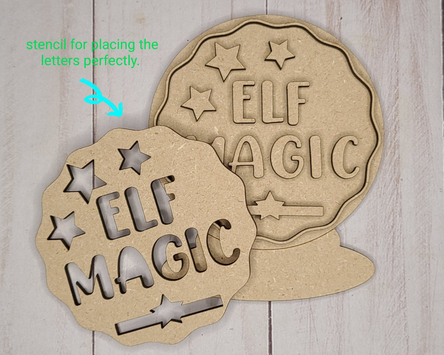 Elf Magic Snow Globe DIY Paint kit #2809 - Multiple Sizes Available - Unfinished Wood Cutout Shapes