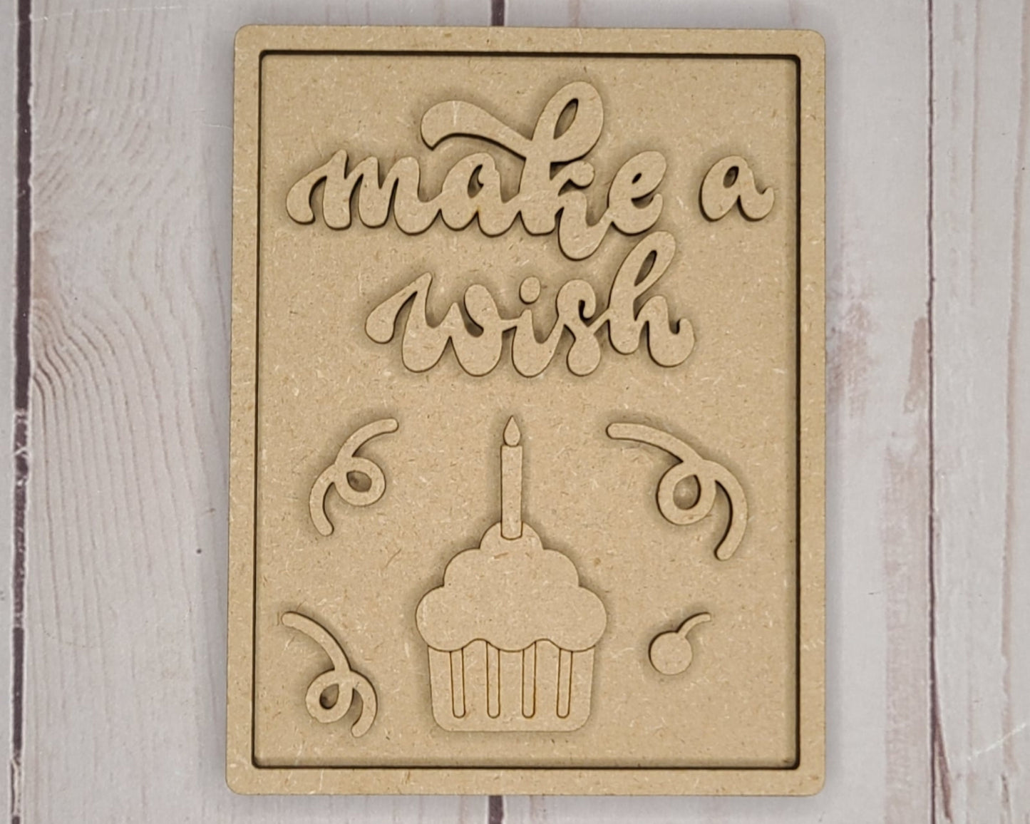 Make A Wish Birthday Decor Kit DIY Paint kit #2664 - Multiple Sizes Available - Unfinished Wood Cutout Shapes