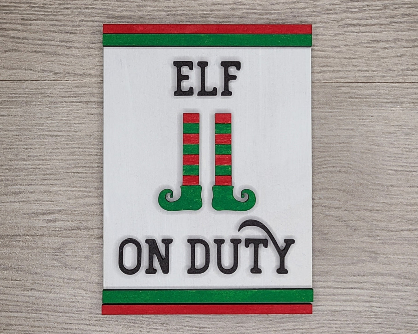 Elf on Duty Kit Christmas Elf Red Elf Decor DIY Paint kit #2813 - Multiple Sizes Available - Unfinished Wood Cutout Shapes