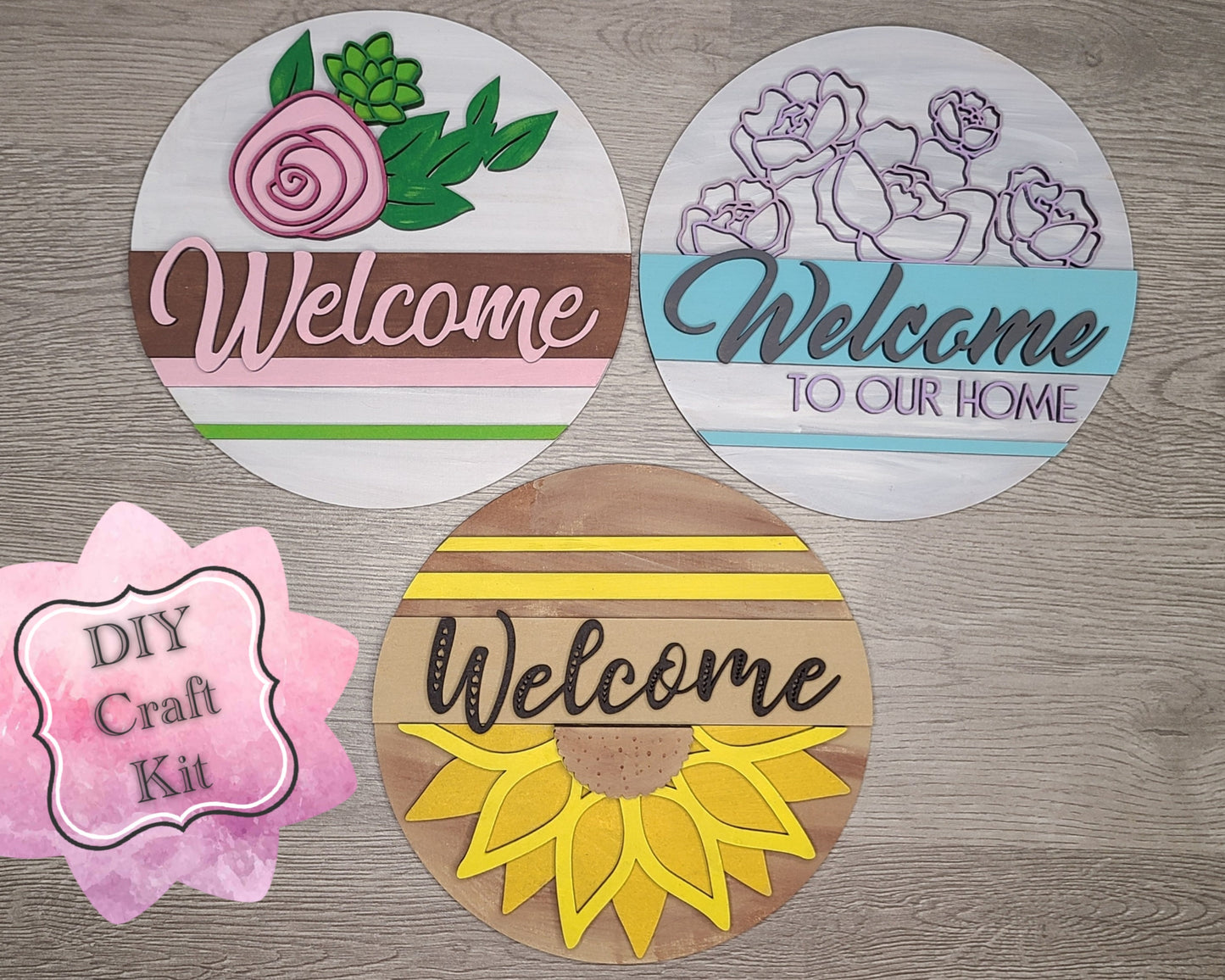 Welcome Sunflower Kit DIY Craft Kit #2903 - Multiple Sizes Available - Unfinished Wood Cutout Shapes