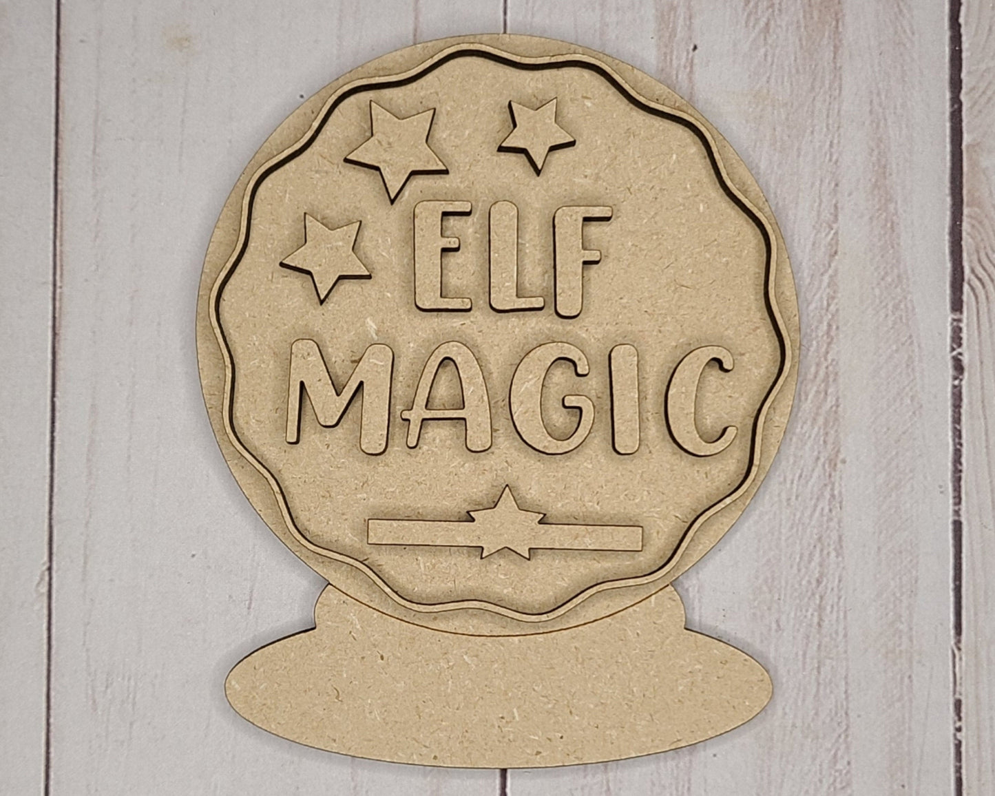 Elf Magic Snow Globe DIY Paint kit #2809 - Multiple Sizes Available - Unfinished Wood Cutout Shapes