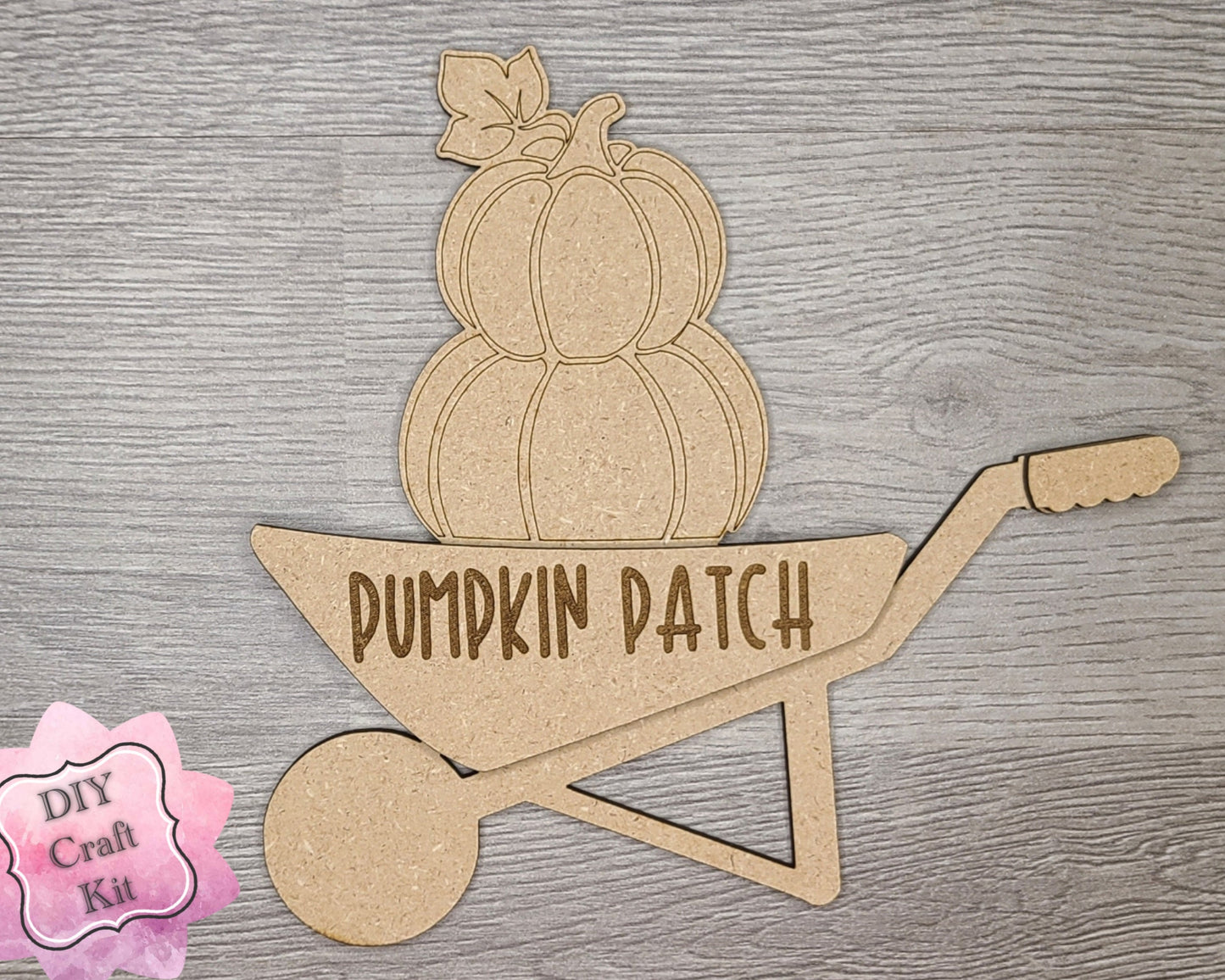 Wheel Barrow of Pumpkins Kit Fall DIY Halloween Craft Kit DIY Craft Kit #2871 - Multiple Sizes Available - Unfinished Wood Cutout Shapes