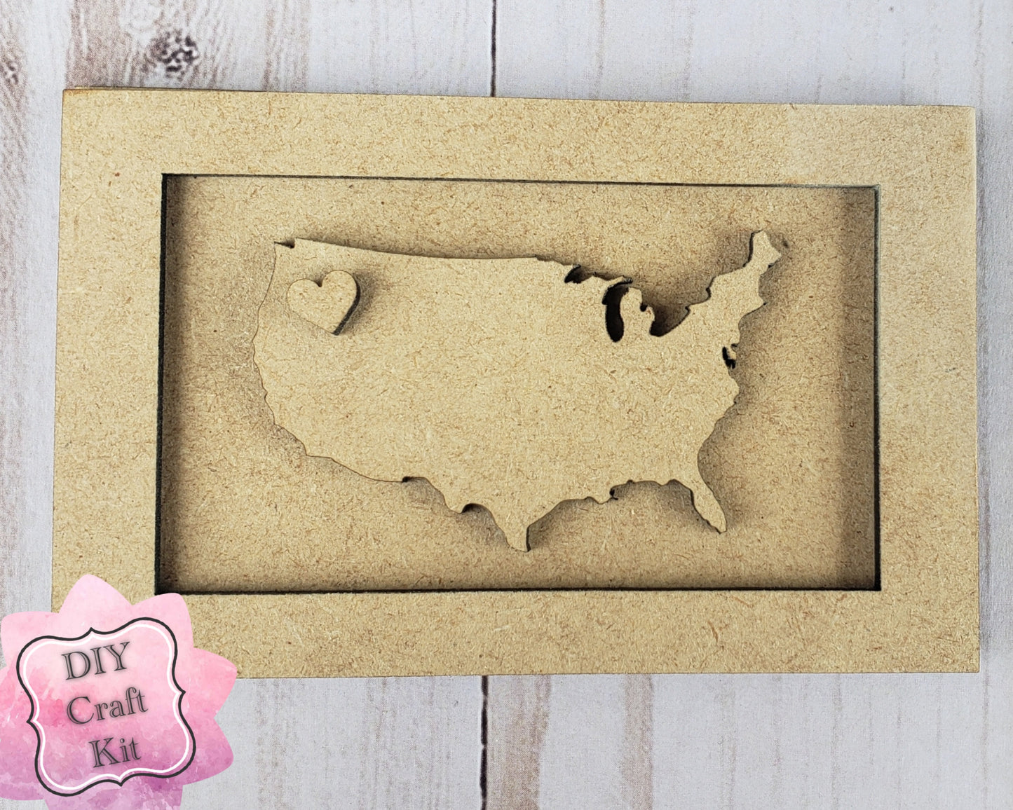 USA in Frame United States 4th of July Independence Day DIY Paint kit #2267 - Multiple Sizes Available - Unfinished Wood Cutout Shapes
