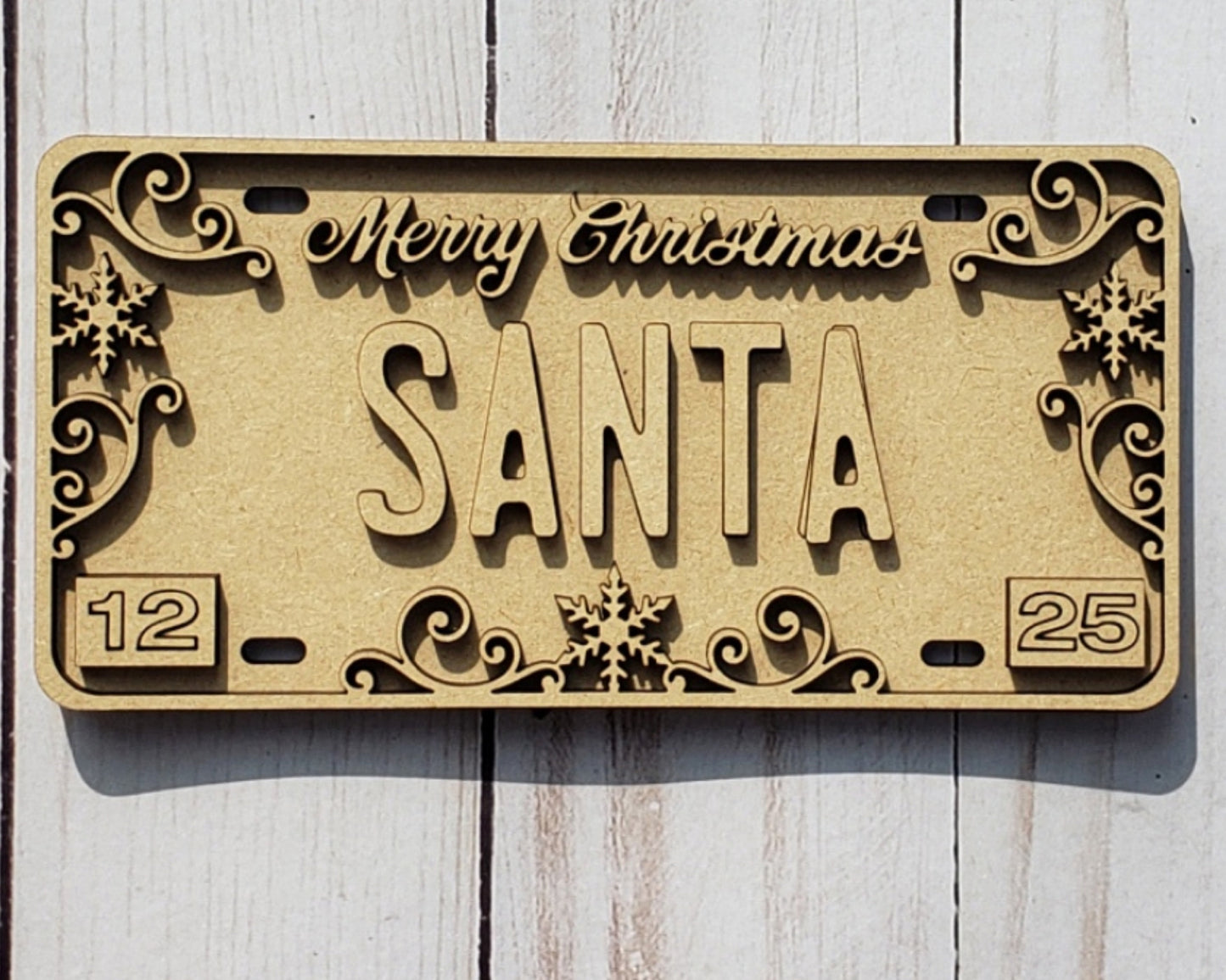 Christmas License Plate SANTA Christmas Craft DIY Paint kit #2319 - Multiple Sizes Available - Unfinished Wood Cutout Shapes