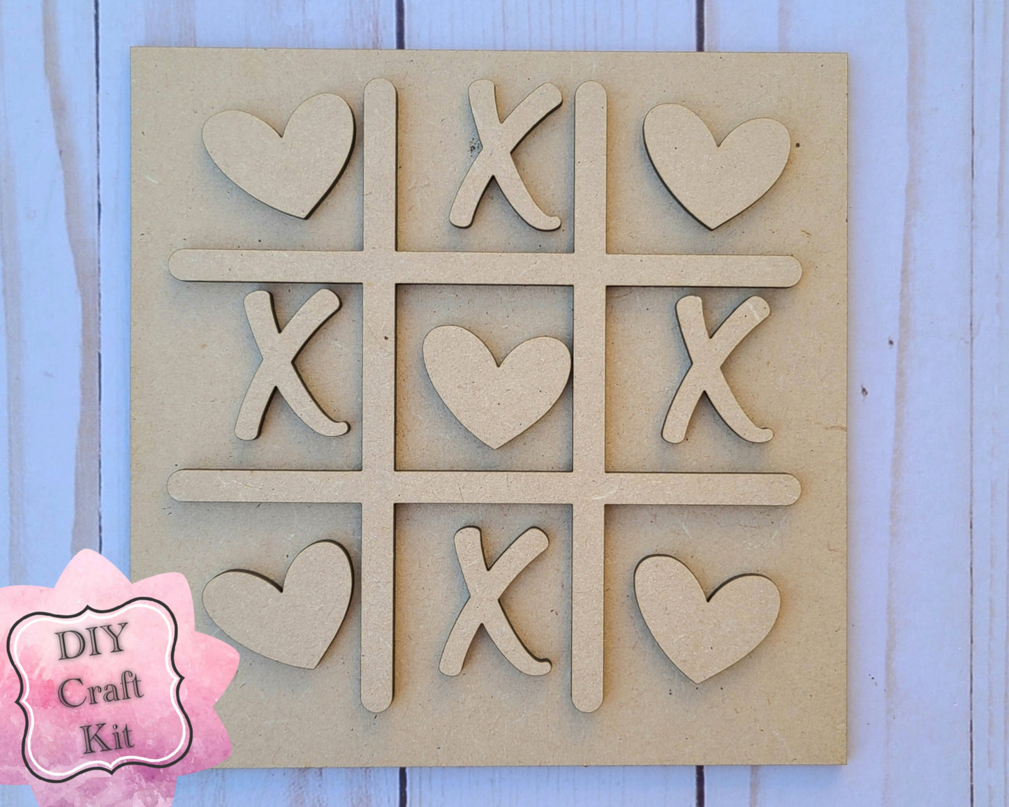 XOXO Tic Tac Toe Valentine DIY Paint kit #2497 - Multiple Sizes Available - Unfinished Wood Cutout Shapes